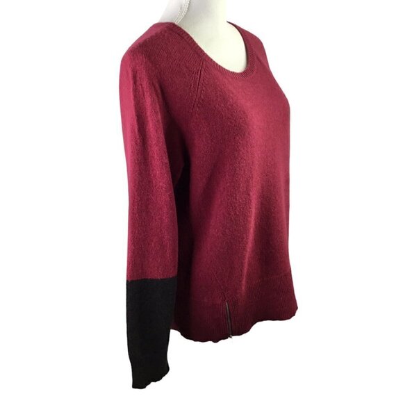 Eileen Fisher Yak Merino Italian Wool Blend Sweater Colorblock Zippers Size L - Picture 3 of 8